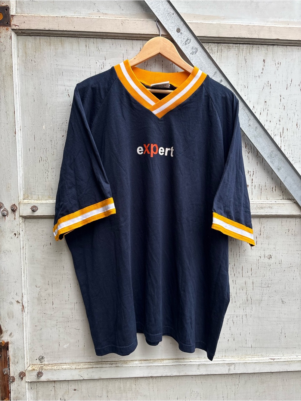 Vintage 90s Microsoft XP Expert Navy Short Sleeve V-Neck Jersey Shirt XXL